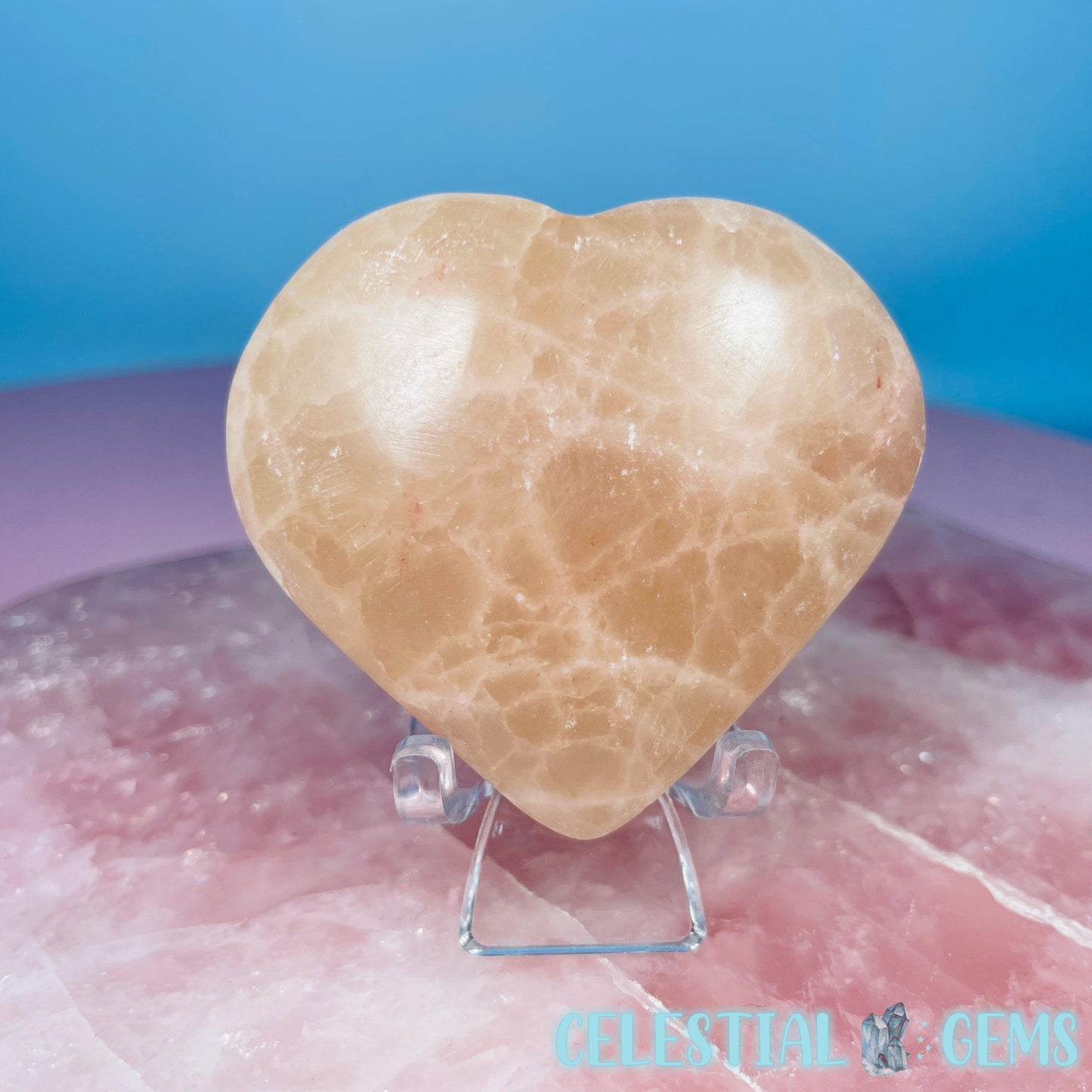 Rose Calcite Heart Medium Carving