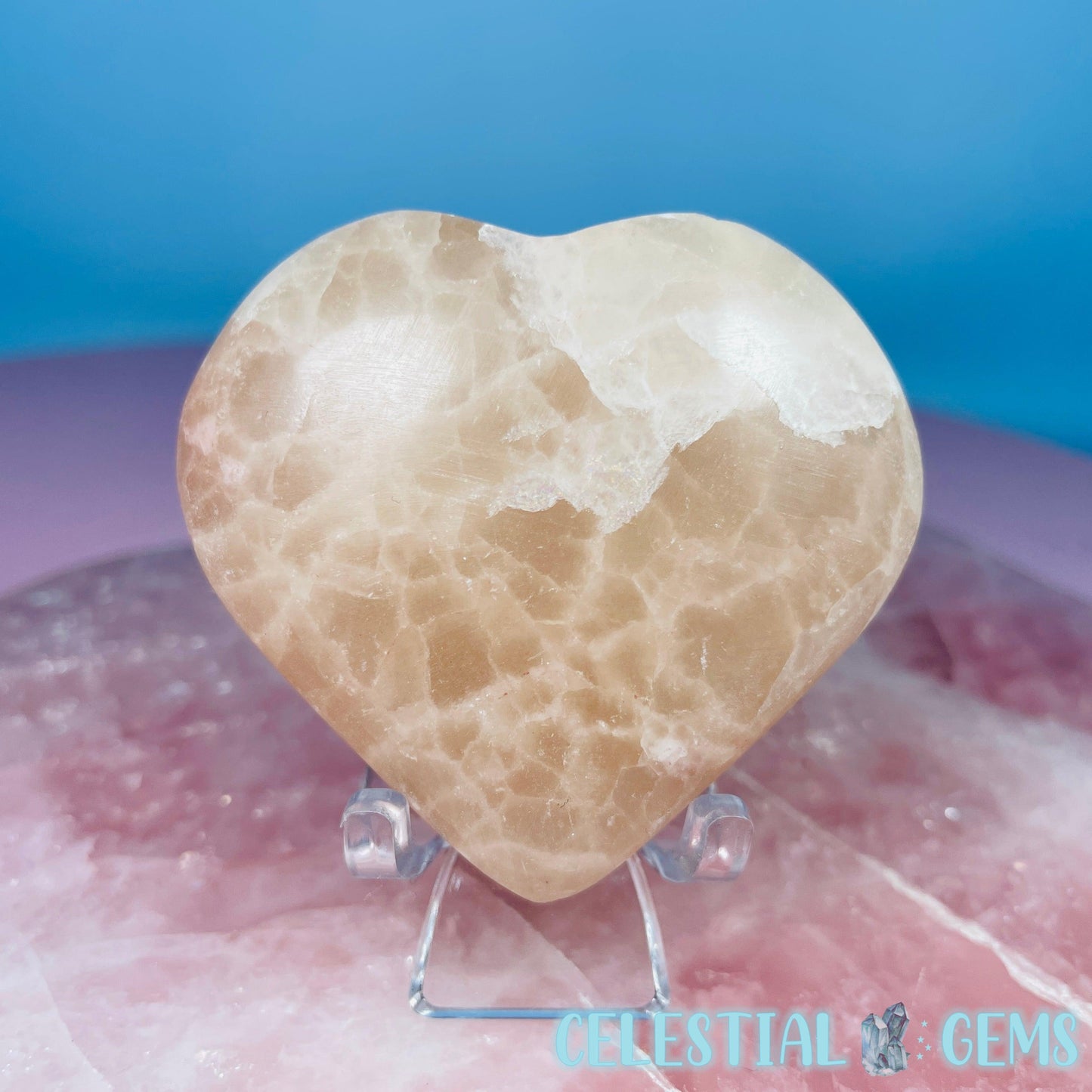 Rose Calcite Heart Medium Carving