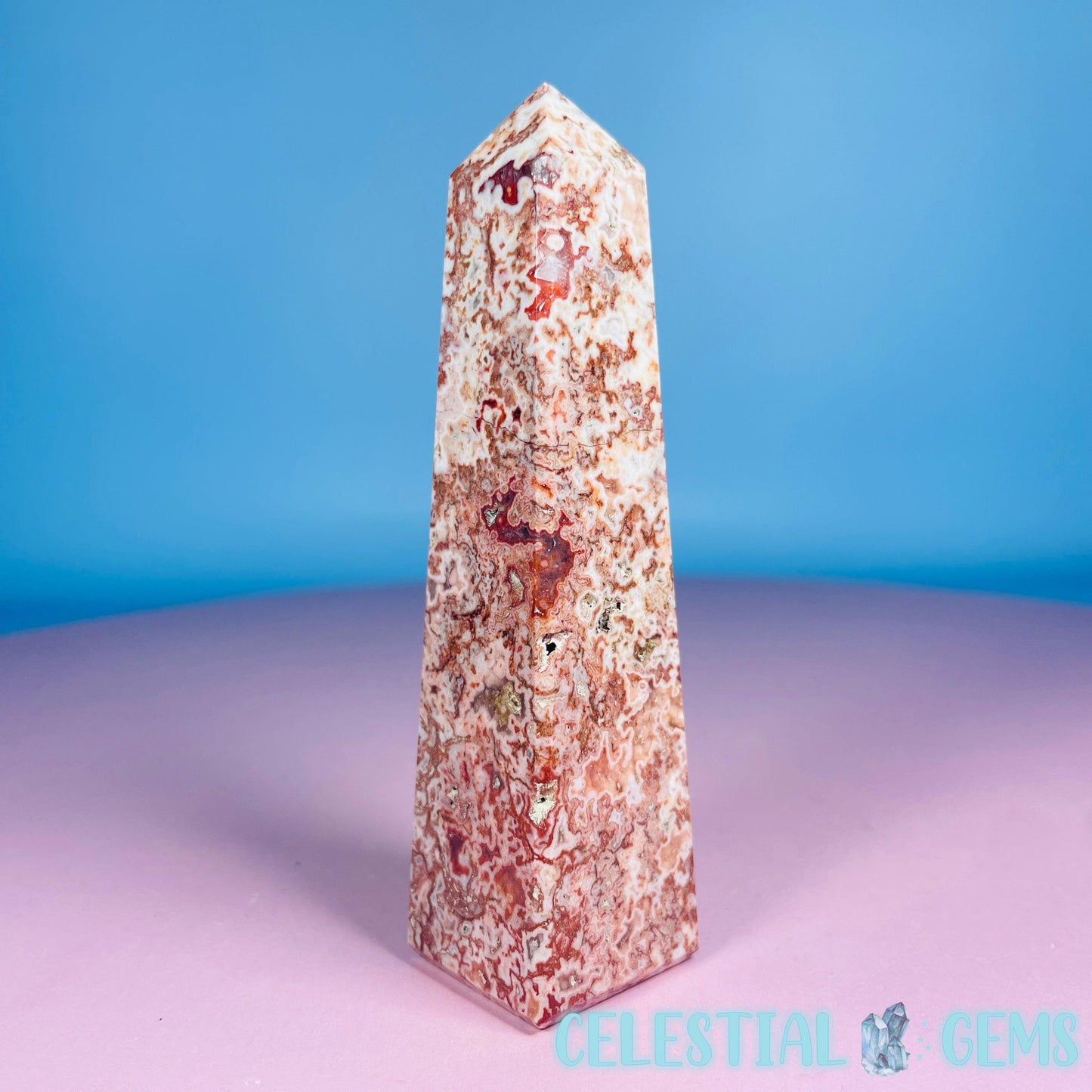 Rosetta Lace Agate Small Obelisk Tower