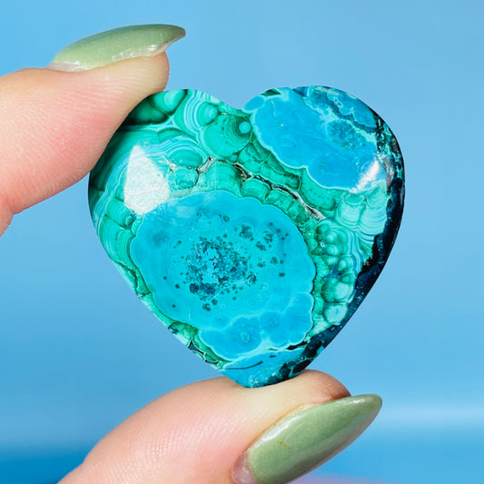 Gem Silica, Chrysocolla + Malachite Heart Cabochon