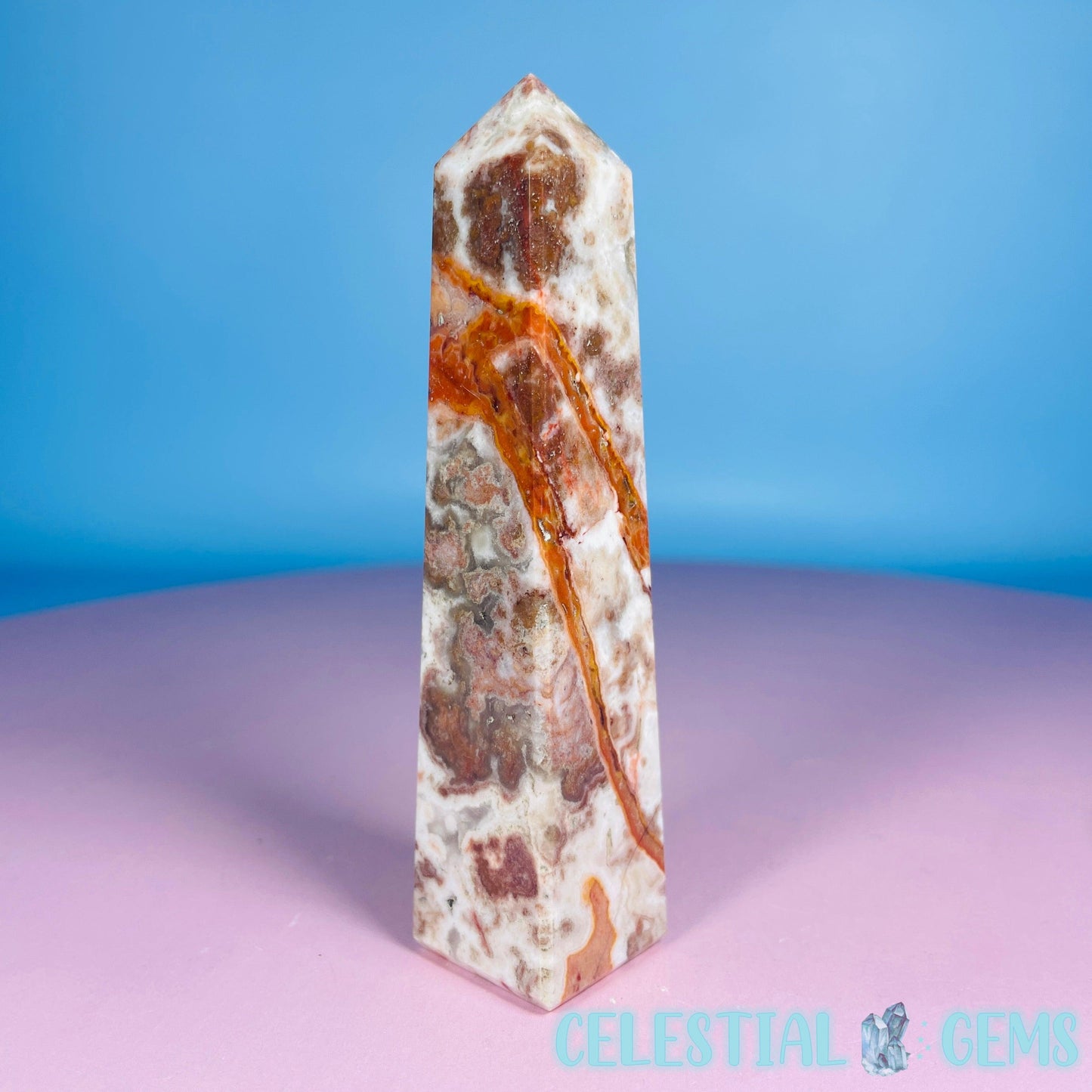 Rosetta Lace Agate Small Obelisk Tower