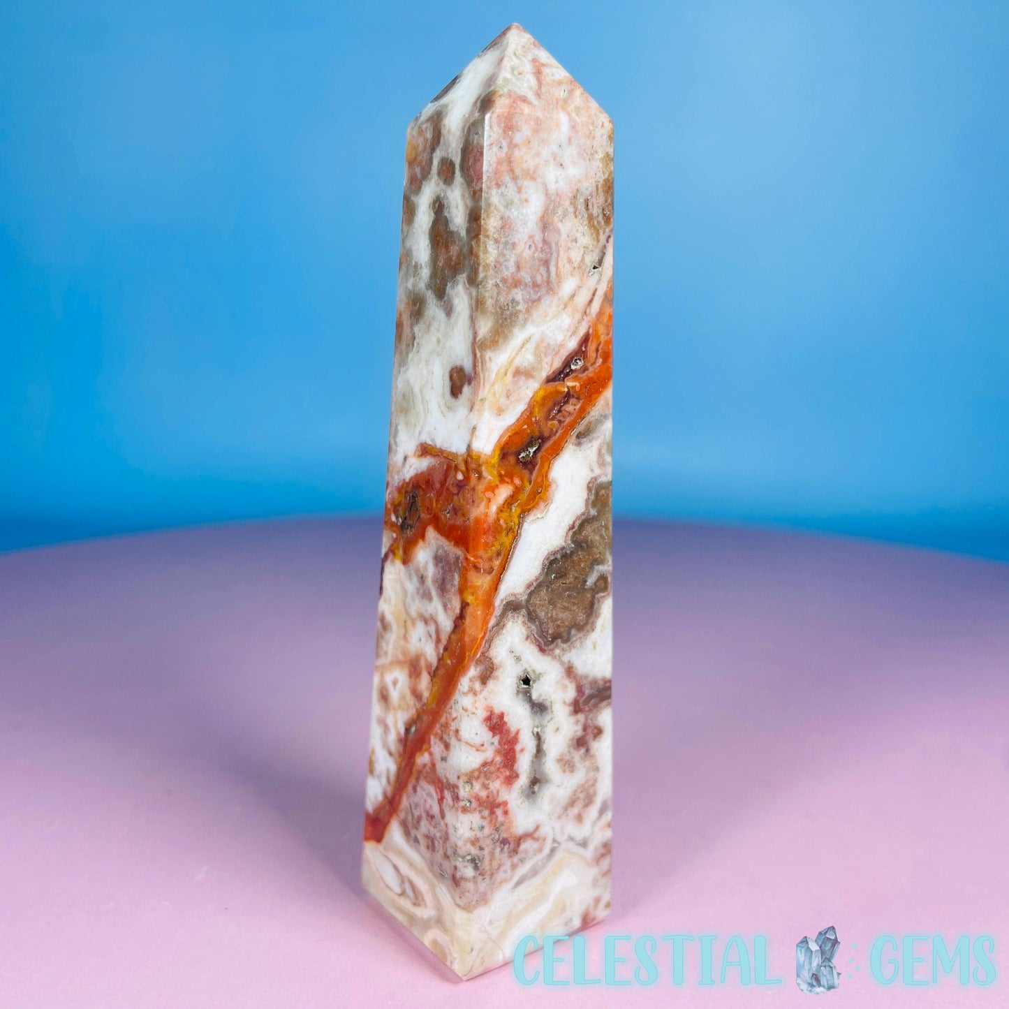 Rosetta Lace Agate Small Obelisk Tower