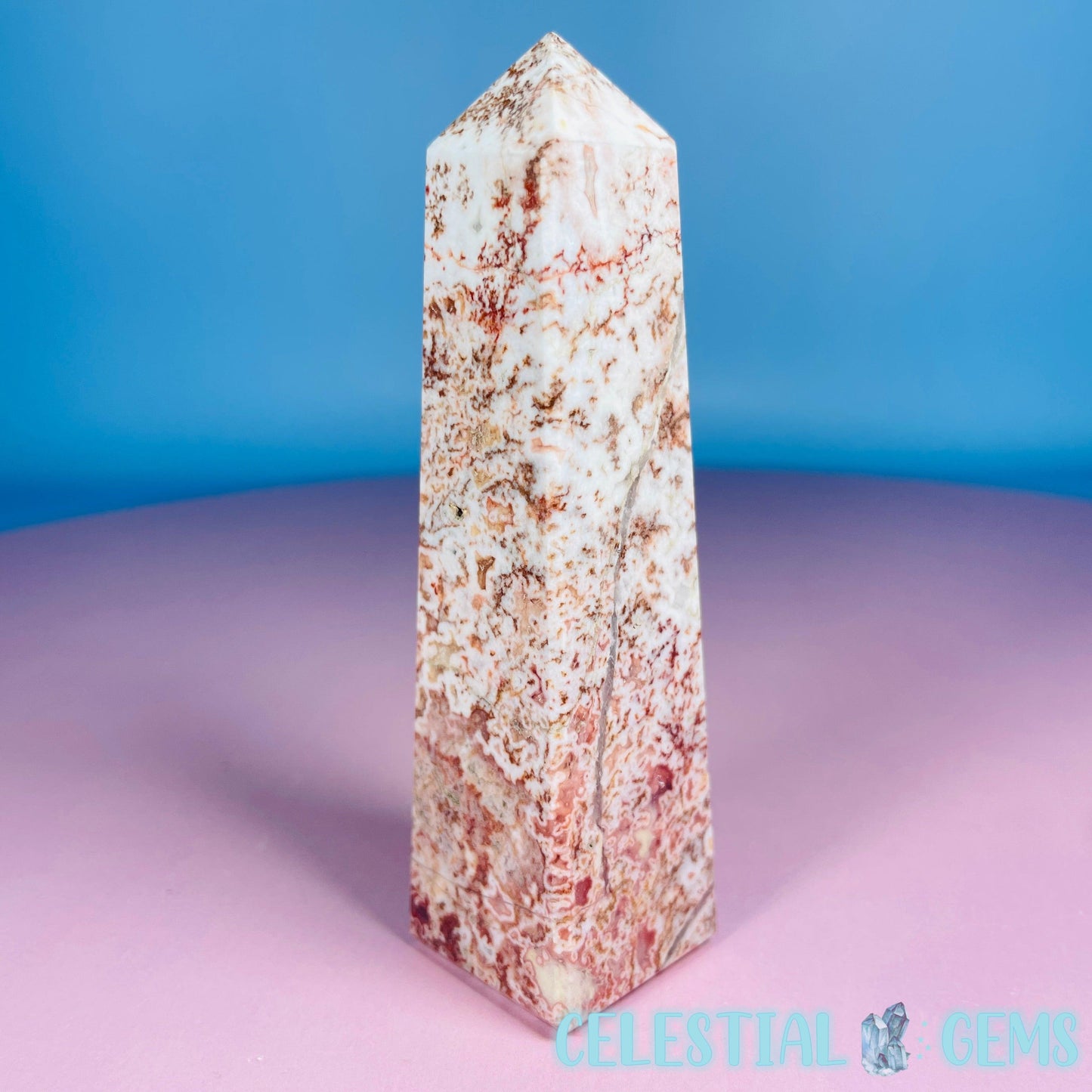 Rosetta Lace Agate Small Obelisk Tower