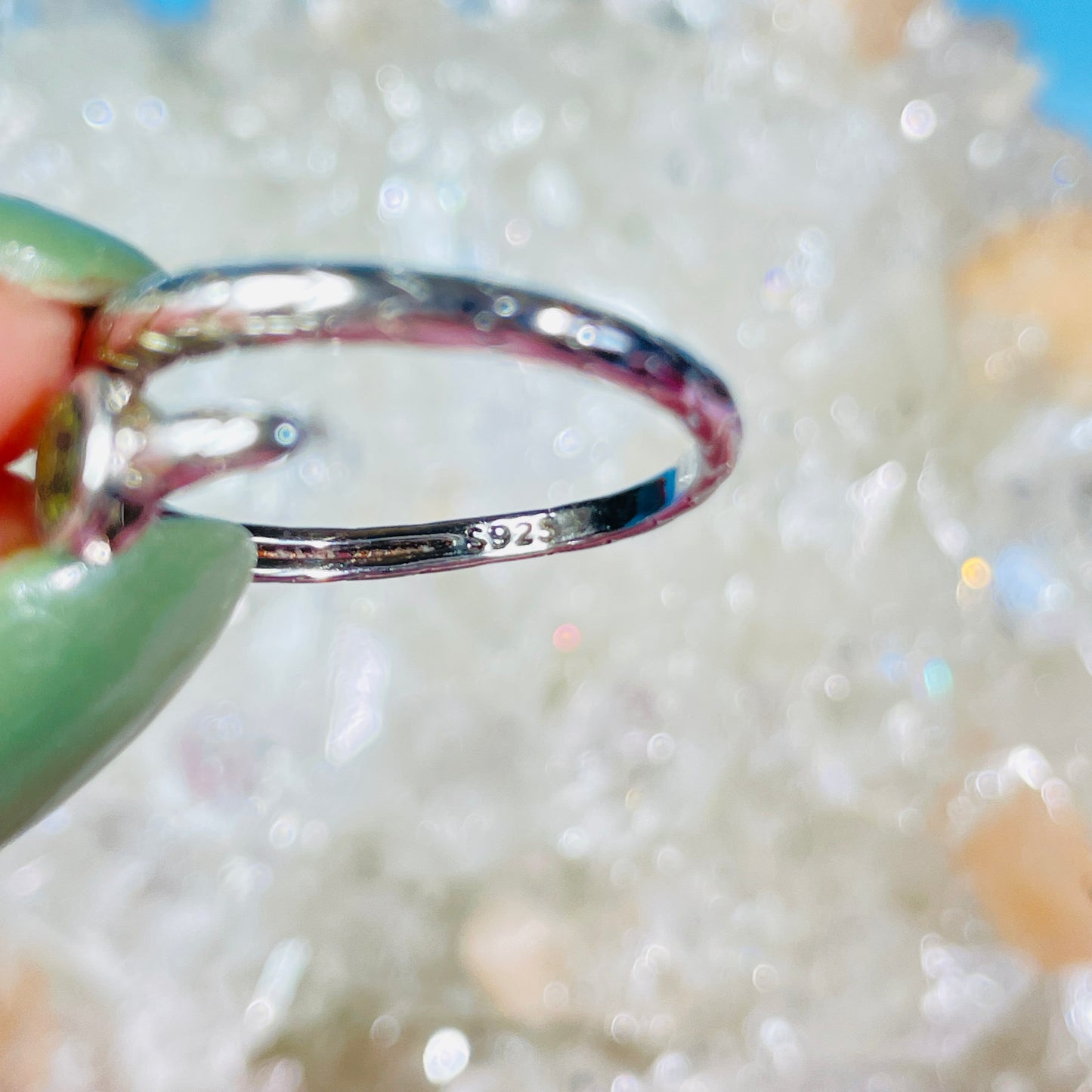 Faceted Moldavite 925 Silver Snake Adjustable Ring