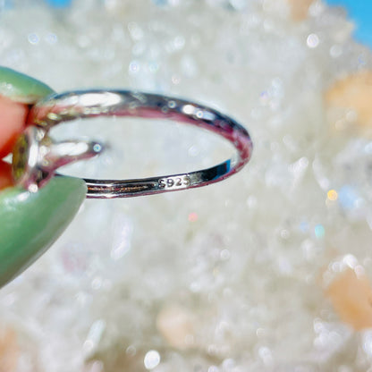 Faceted Moldavite 925 Silver Snake Adjustable Ring