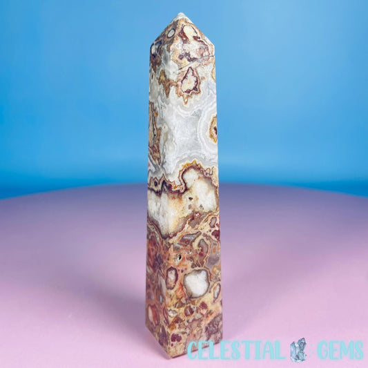 Rosetta Lace Agate Small Obelisk Tower