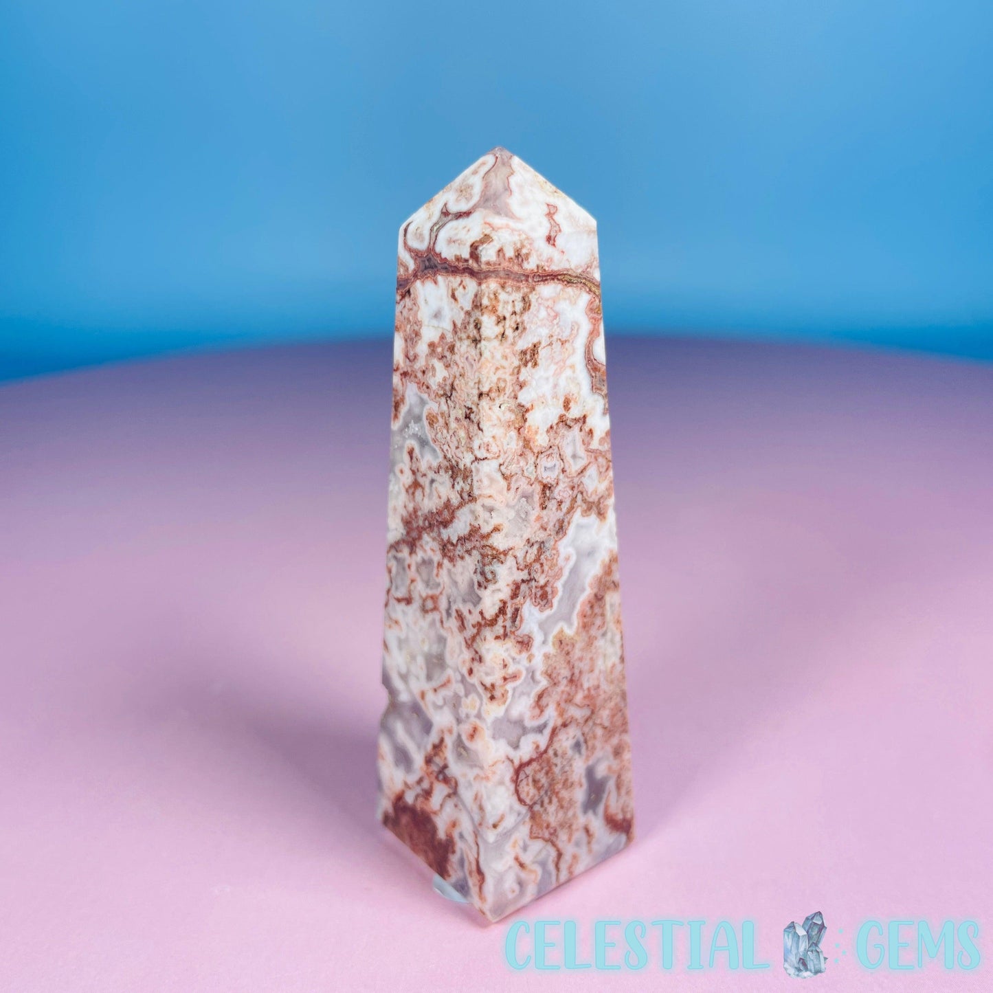 Rosetta Lace Agate Small Obelisk Tower