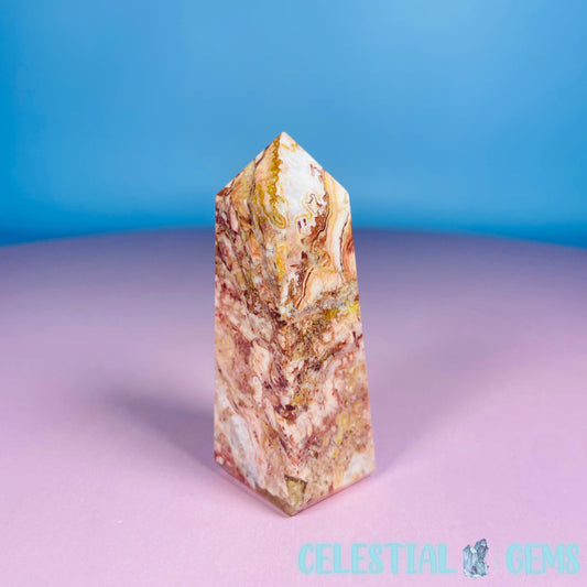 Rosetta Lace Agate Small Obelisk Tower