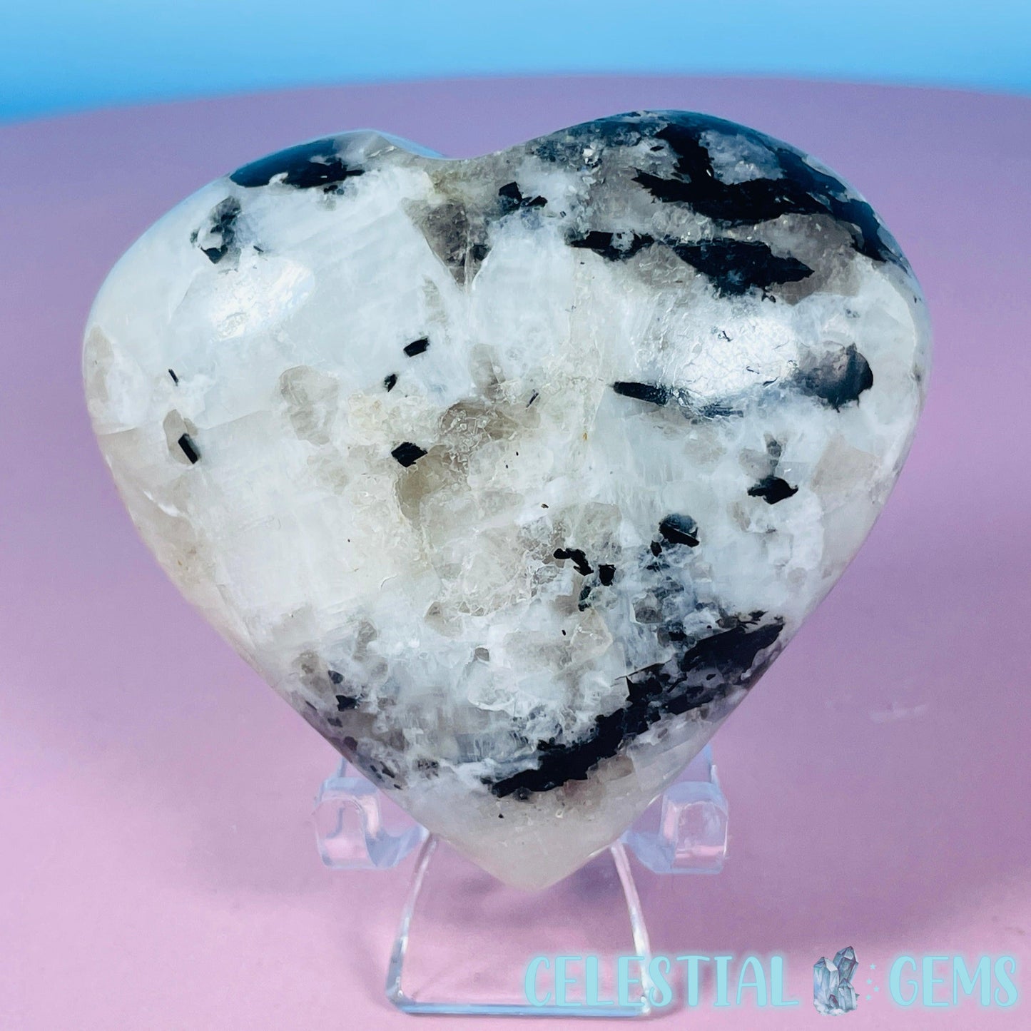 Rainbow Moonstone Heart Medium Carving