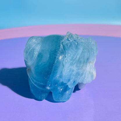 Aquamarine 'Pixiu' Dragon Medium Carving (Video)