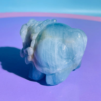 Aquamarine 'Pixiu' Dragon Medium Carving (Video)