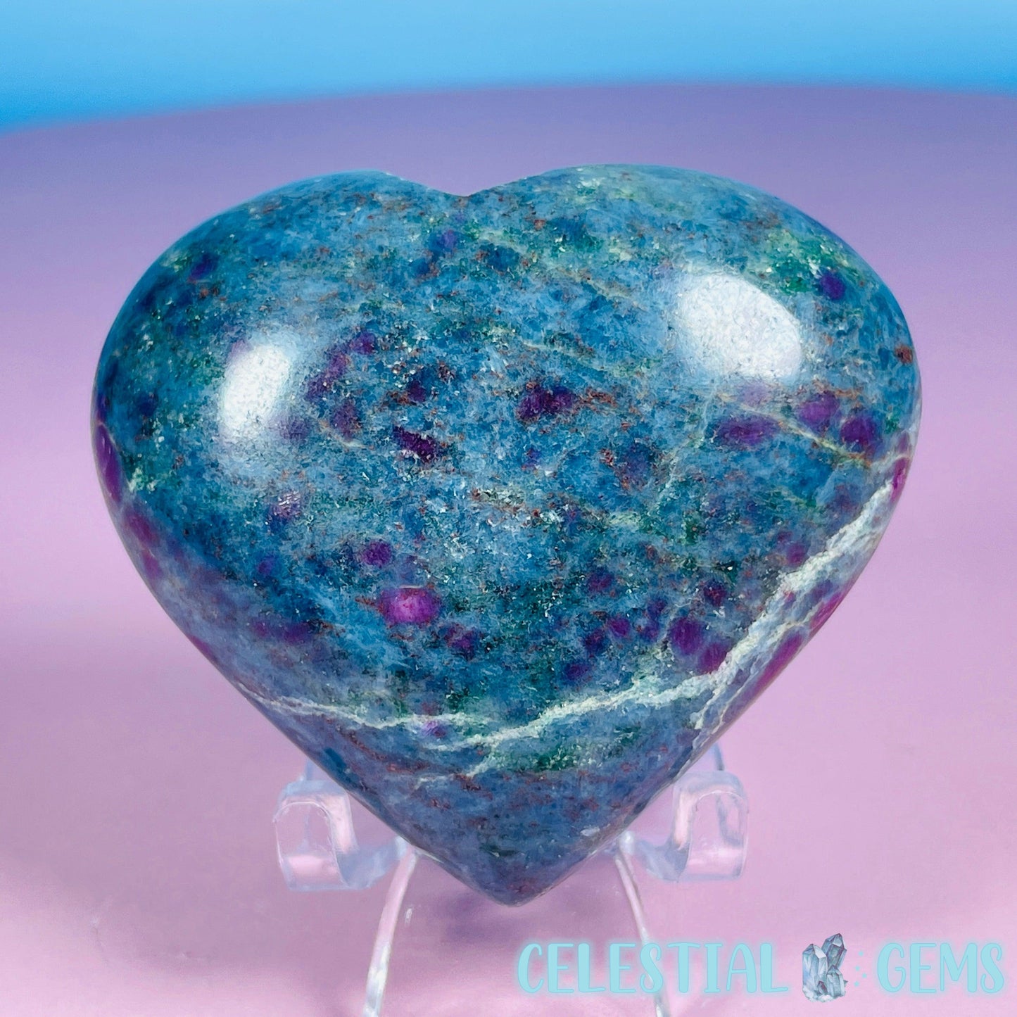 Ruby + Kyanite Heart Medium Carving