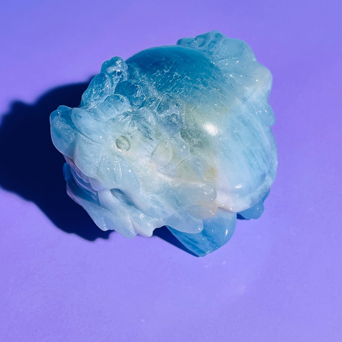 Aquamarine 'Pixiu' Dragon Medium Carving (Video)