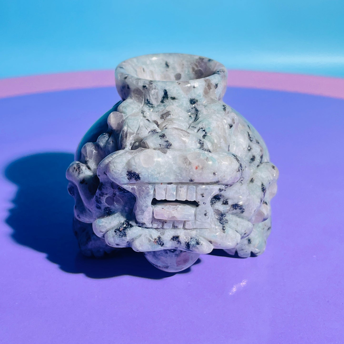 Kiwi Jasper 'Pixiu' Dragon with Offering Bowl Medium Carving