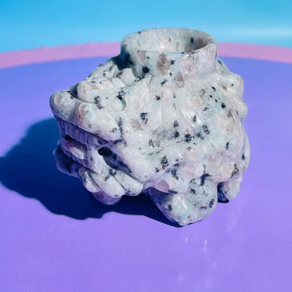 Kiwi Jasper 'Pixiu' Dragon with Offering Bowl Medium Carving