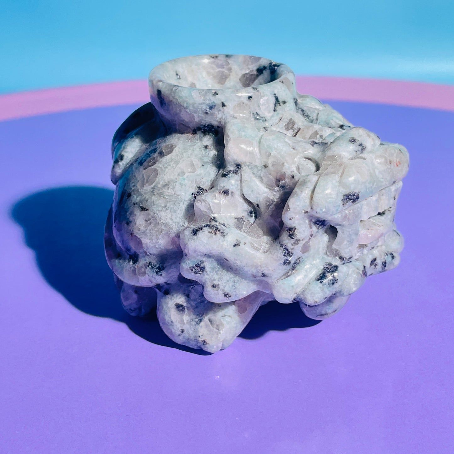 Kiwi Jasper 'Pixiu' Dragon with Offering Bowl Medium Carving