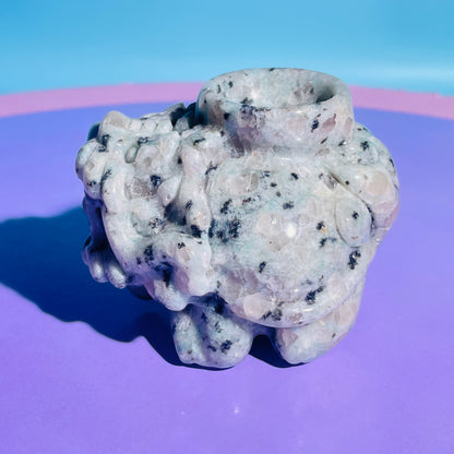 Kiwi Jasper 'Pixiu' Dragon with Offering Bowl Medium Carving