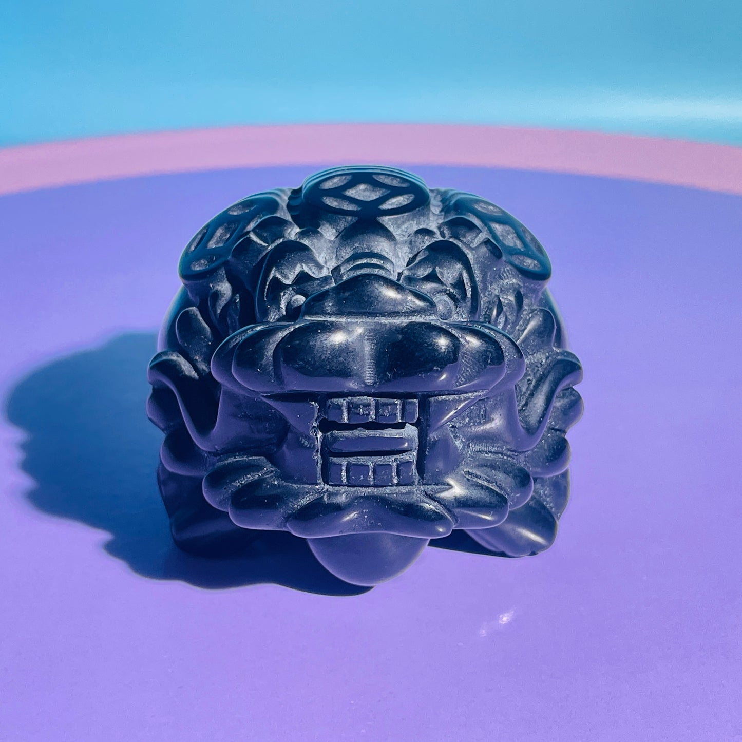 Obsidian 'Pixiu' Dragon with Offering Coins Medium Carving