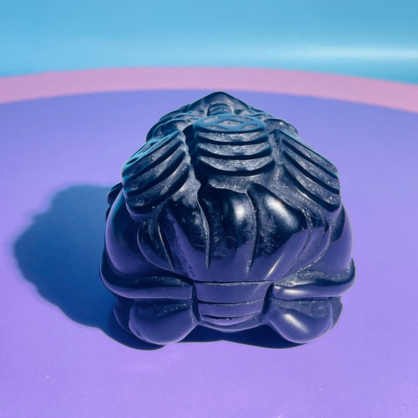Obsidian 'Pixiu' Dragon with Offering Coins Medium Carving