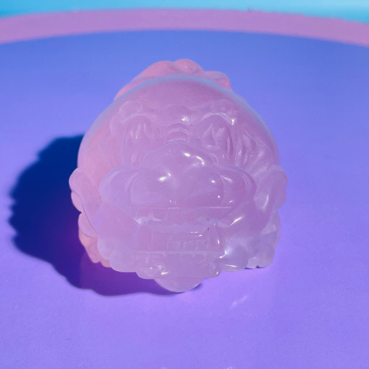 Star Flash Rose Quartz 'Pixiu' Dragon Medium Carving