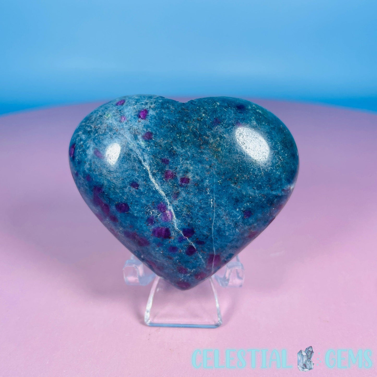 Ruby + Kyanite Heart Medium Carving