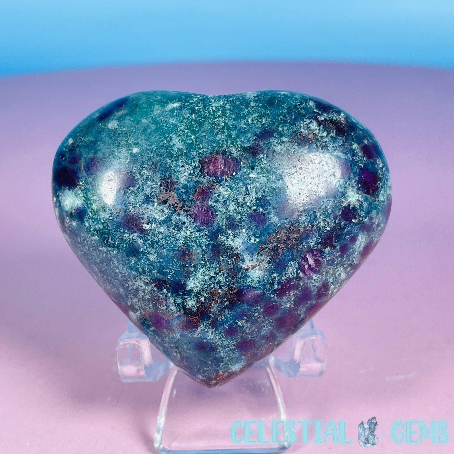 Ruby + Kyanite Heart Medium Carving