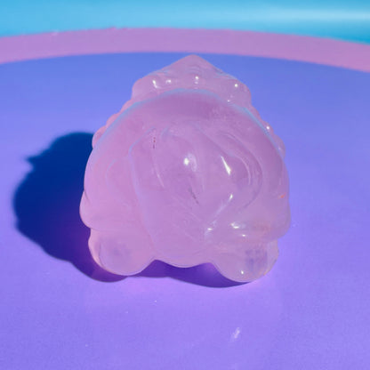 Star Flash Rose Quartz 'Pixiu' Dragon Medium Carving
