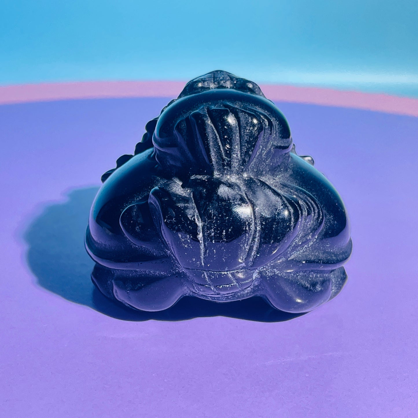 Obsidian 'Pixiu' Dragon + Baby Pixiu Medium Carving