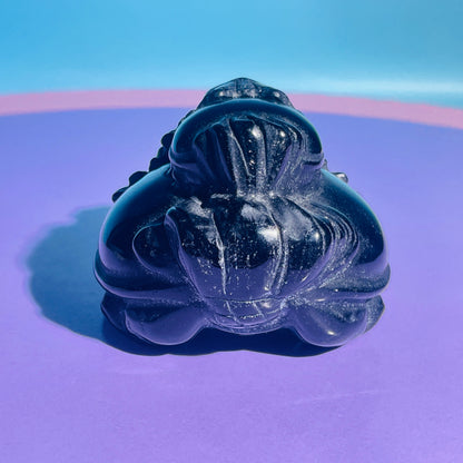 Obsidian 'Pixiu' Dragon + Baby Pixiu Medium Carving