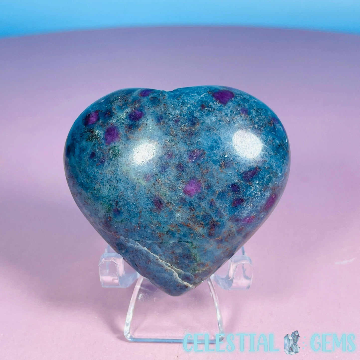 Ruby + Kyanite Heart Medium Carving