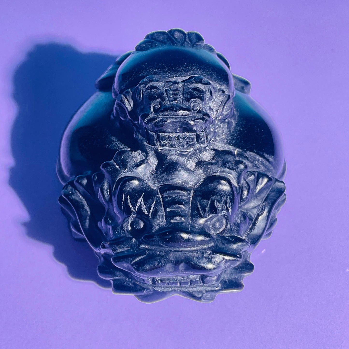 Obsidian 'Pixiu' Dragon + Baby Pixiu Medium Carving