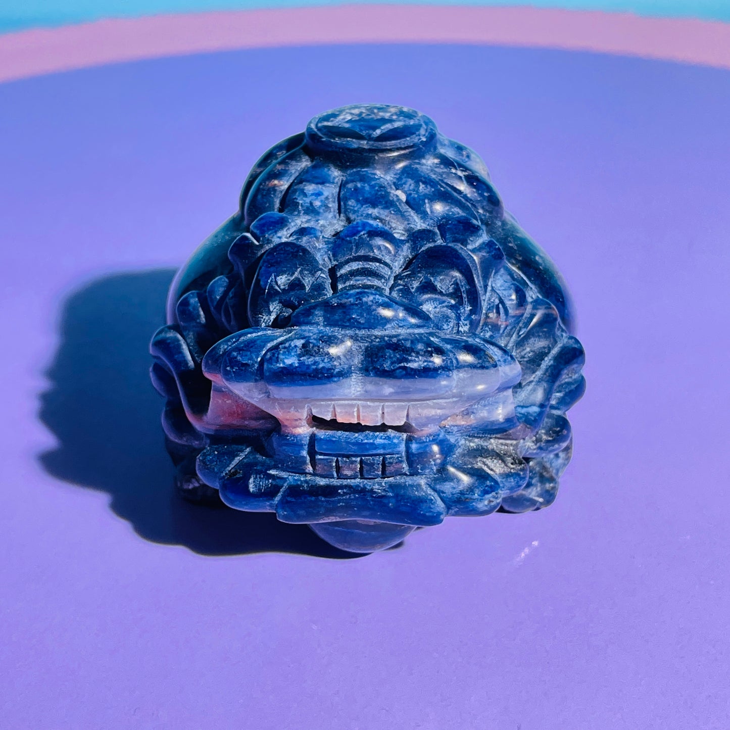 Sodalite 'Pixiu' Dragon with Money Pouch Medium Carving