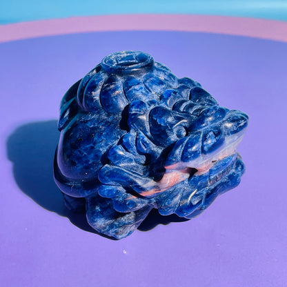 Sodalite 'Pixiu' Dragon with Money Pouch Medium Carving