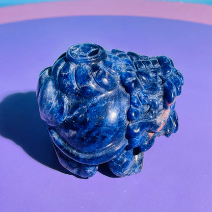 Sodalite 'Pixiu' Dragon with Money Pouch Medium Carving