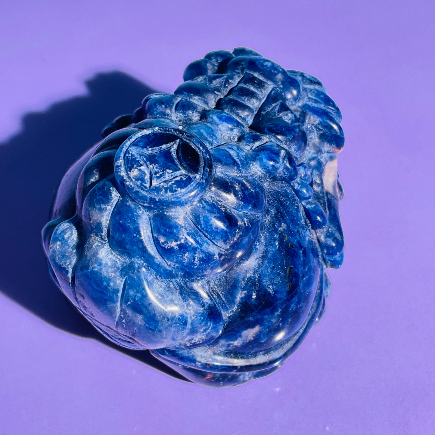 Sodalite 'Pixiu' Dragon with Money Pouch Medium Carving