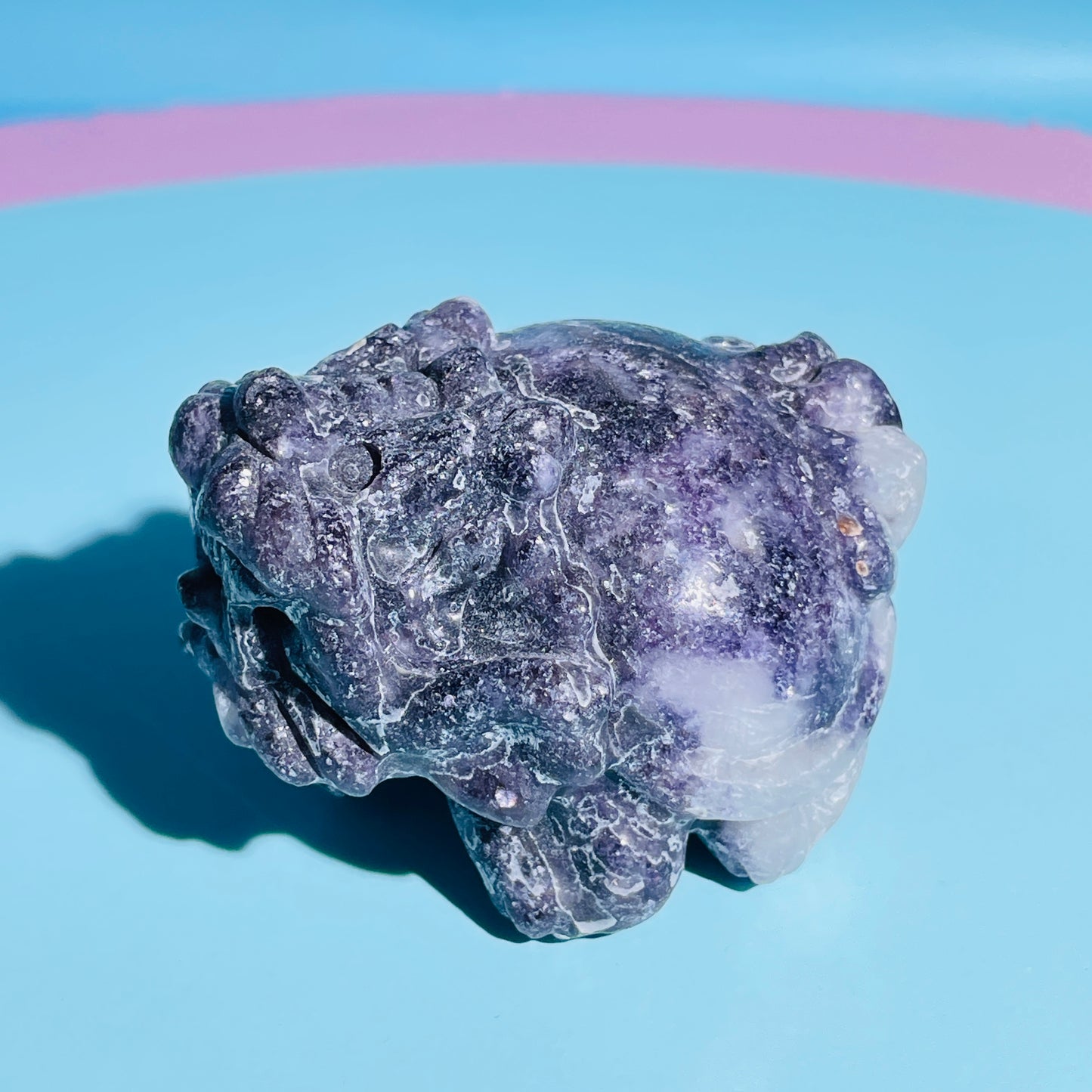 Purple Lepidolite Mica 'Pixiu' Dragon Medium Carving