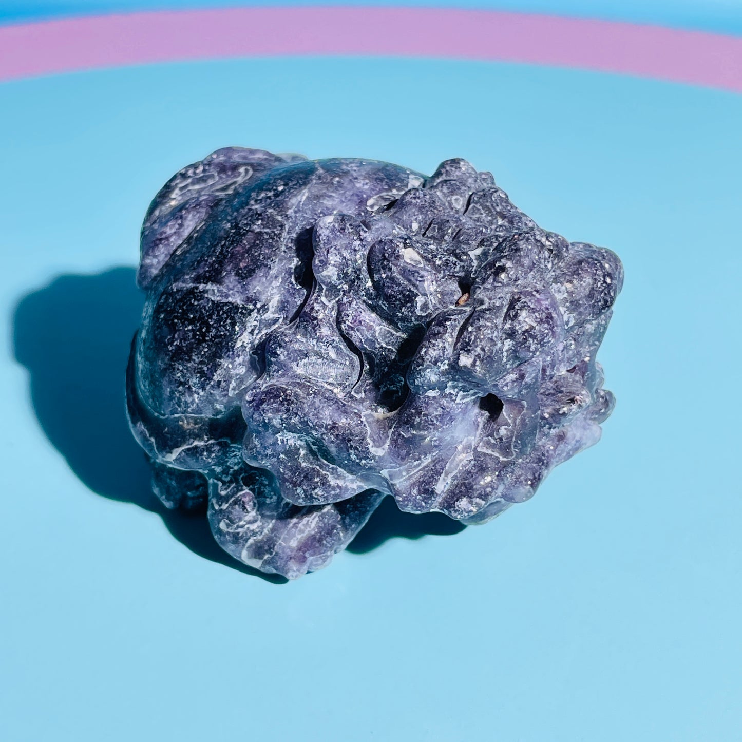 Purple Lepidolite Mica 'Pixiu' Dragon Medium Carving