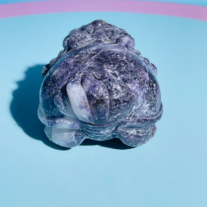 Purple Lepidolite Mica 'Pixiu' Dragon Medium Carving