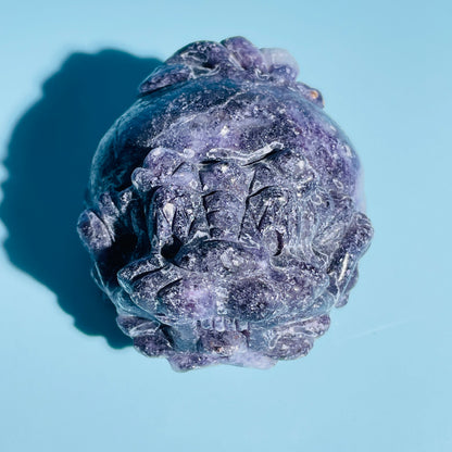 Purple Lepidolite Mica 'Pixiu' Dragon Medium Carving
