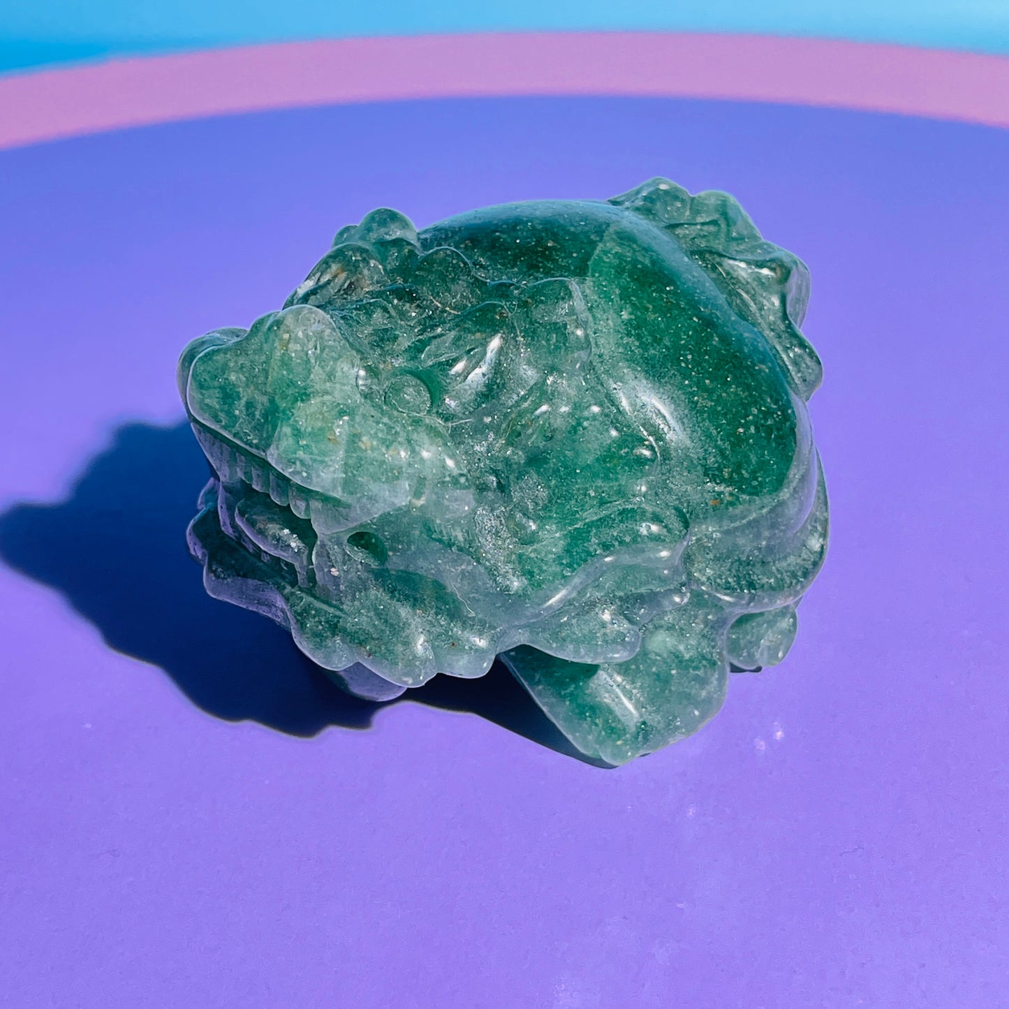 Green Strawberry Quartz 'Pixiu' Dragon Medium Carving