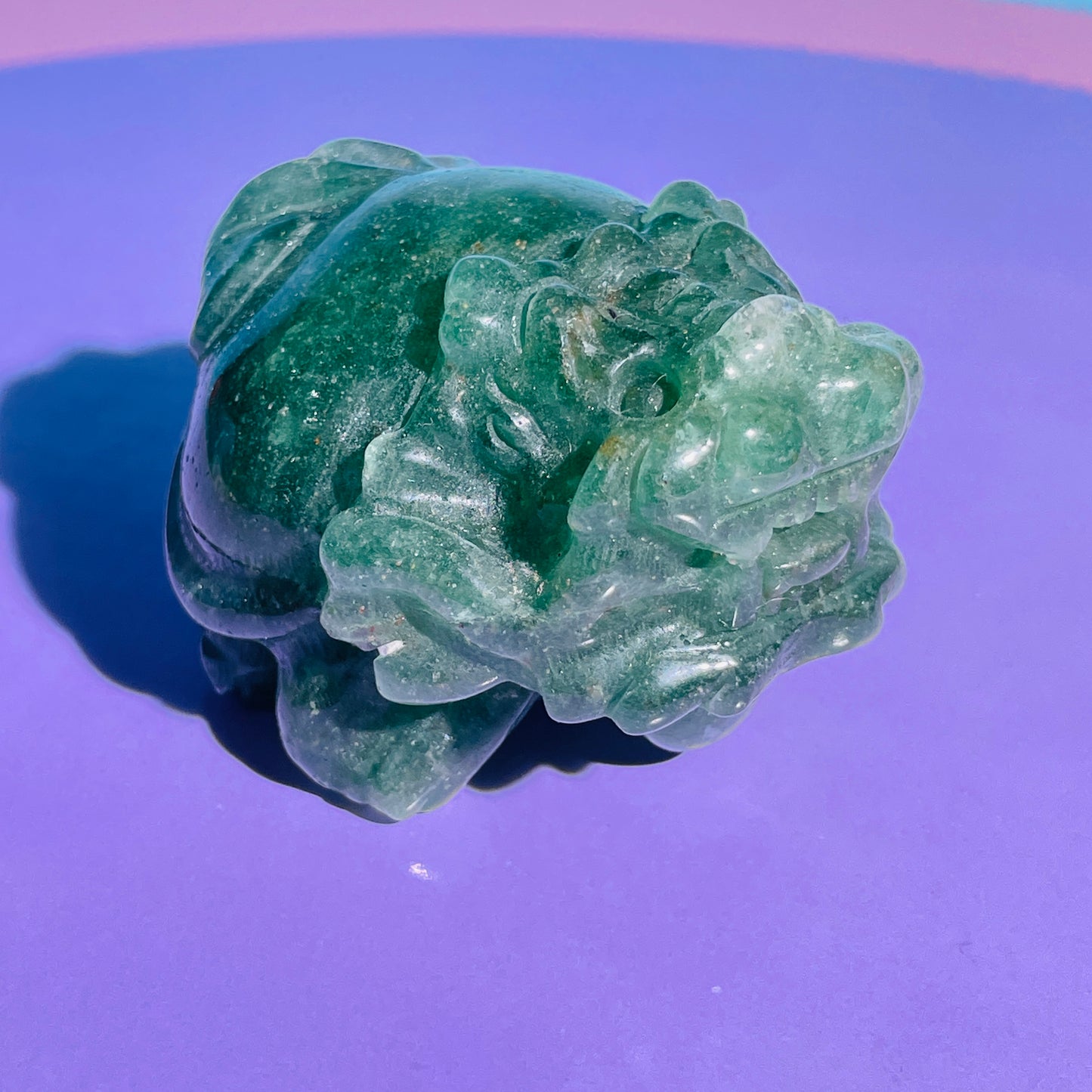 Green Strawberry Quartz 'Pixiu' Dragon Medium Carving