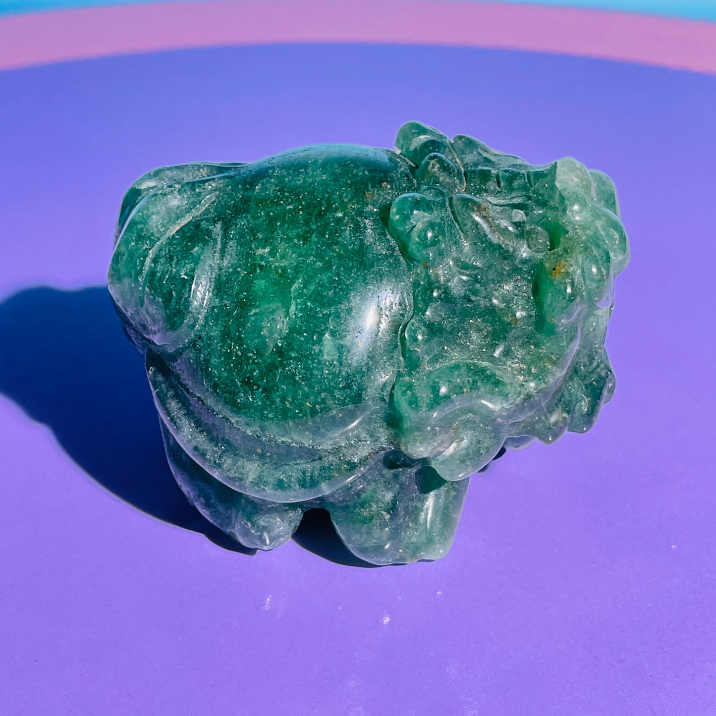 Green Strawberry Quartz 'Pixiu' Dragon Medium Carving