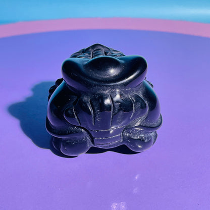 Obsidian 'Pixiu' Dragon with Gold Ingot Medium Carving