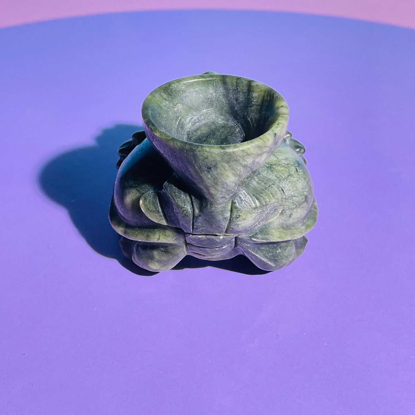 Green Jade 'Pixiu' Dragon with Offering Bowl Medium Carving