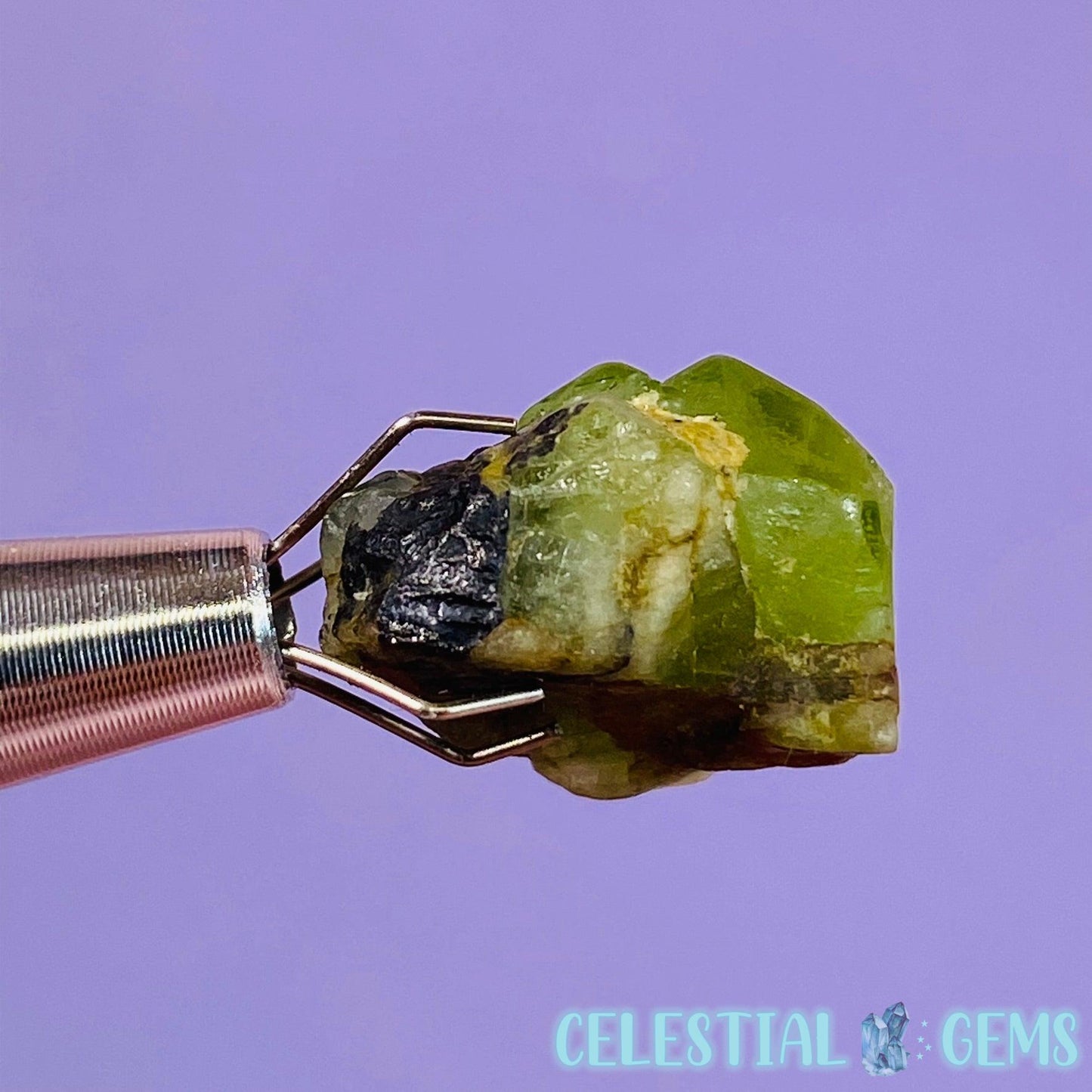 Peridot Mini Crystal Specimen O (Hematite Inclusions)