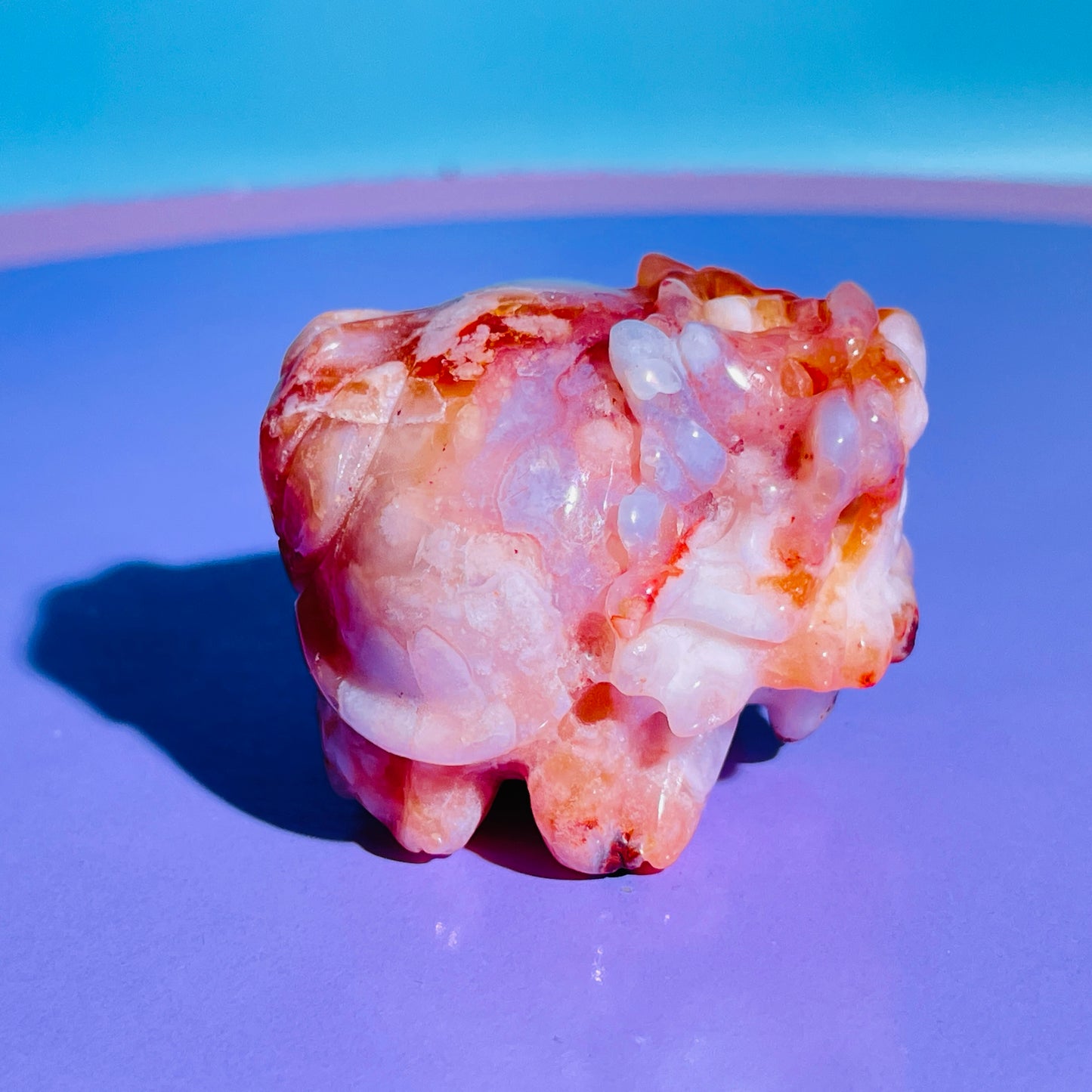 Red Flower Agate 'Pixiu' Dragon Small Carving