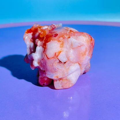 Red Flower Agate 'Pixiu' Dragon Small Carving