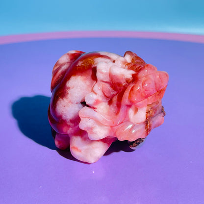 Red Flower Agate 'Pixiu' Dragon Small Carving