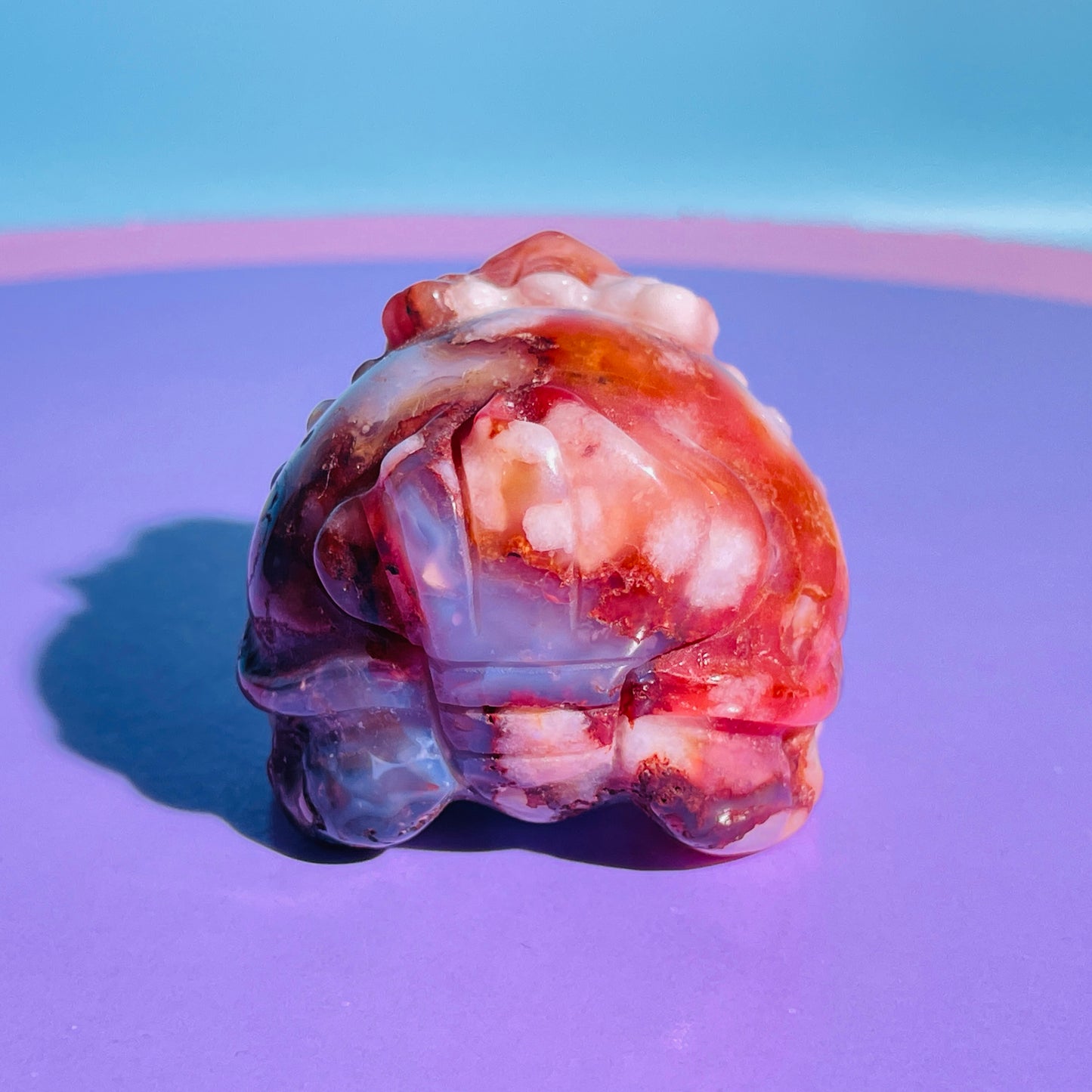 Red Flower Agate 'Pixiu' Dragon Small Carving