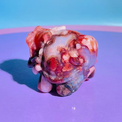 Red Flower Agate 'Pixiu' Dragon Small Carving